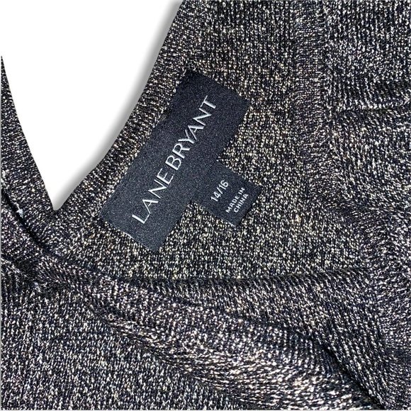 Lane Bryant Women's Silver Metallic V-Neck Sweater Size 14/16 Holiday Glimmer - Picture 5 of 6